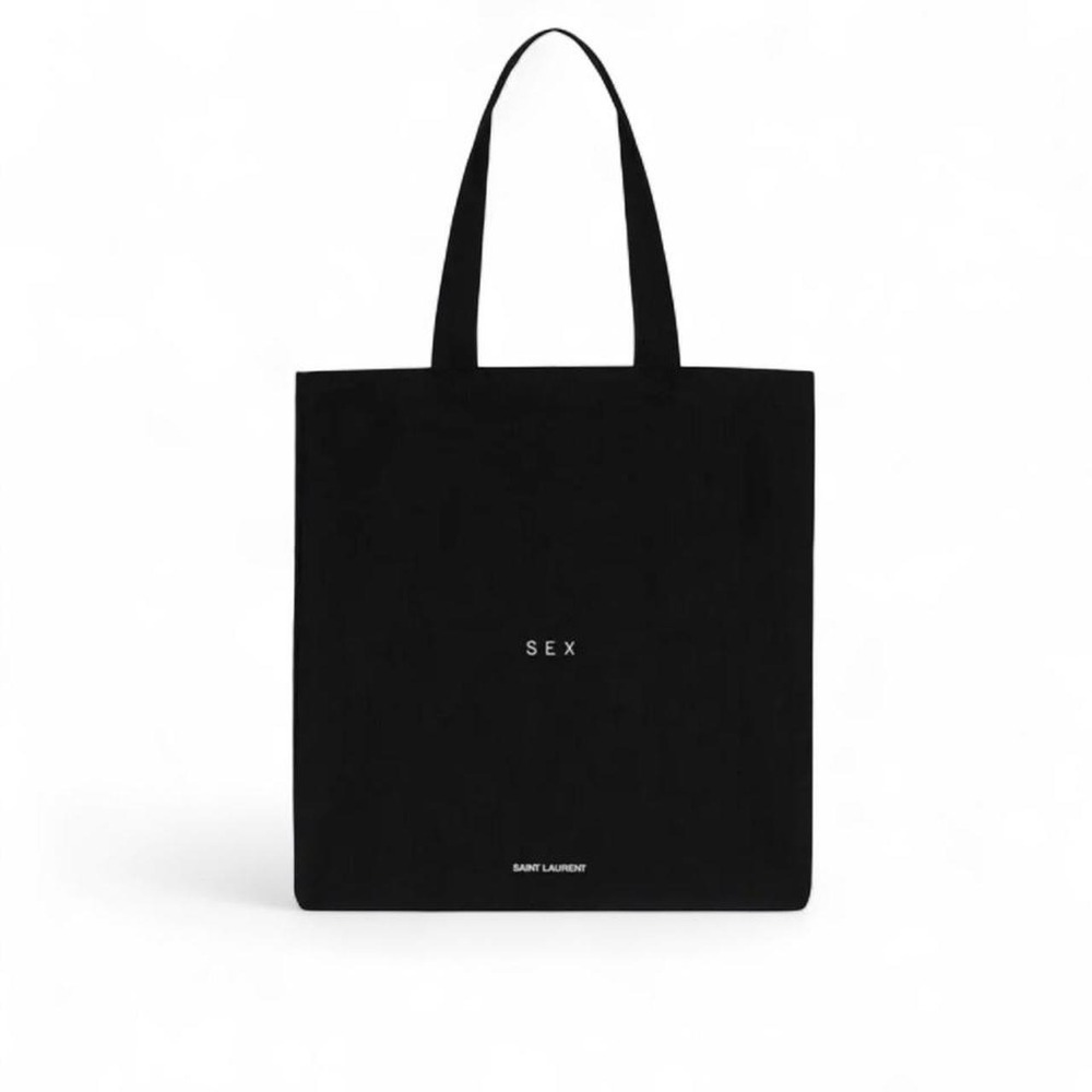Black Saint Laurent YSL "Sex" Canvas Tote Bag